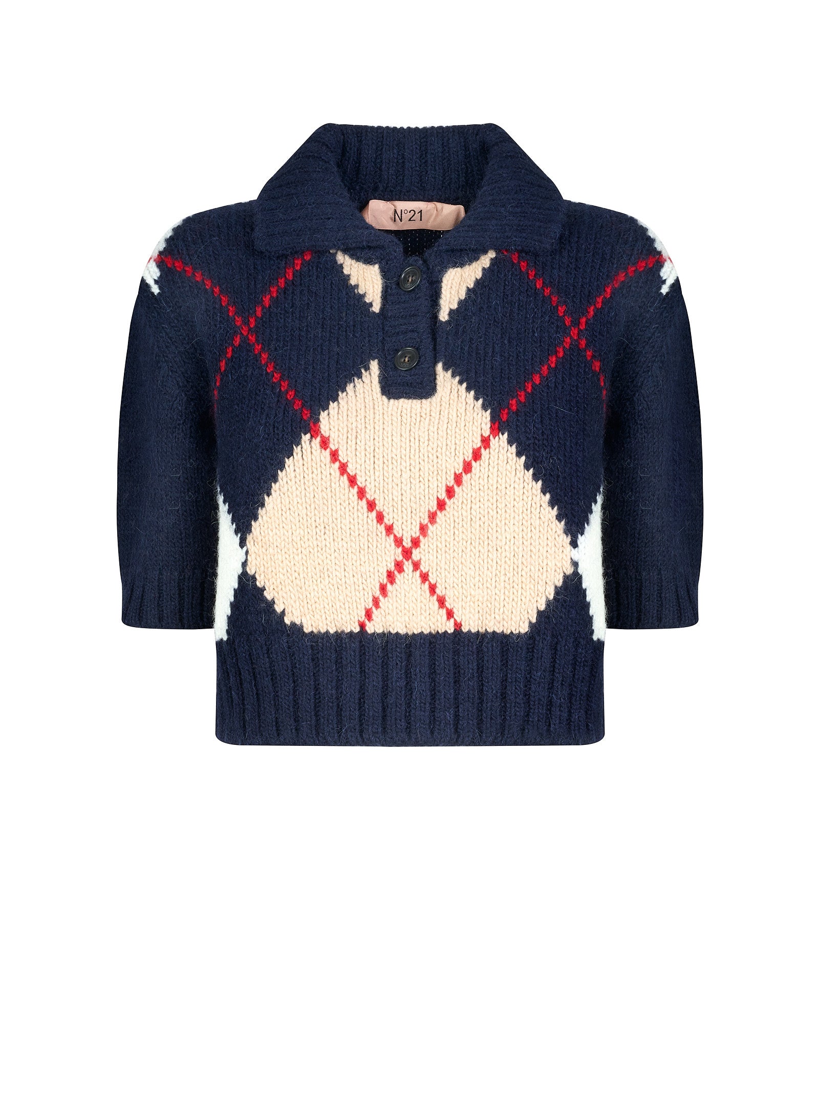 Polo donna N°21 Blu in 50% lana 50% alpaca