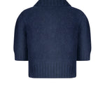 Polo donna N°21 Blu in 50% lana 50% alpaca, retro