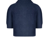 Polo donna N°21 Blu in 50% lana 50% alpaca, retro