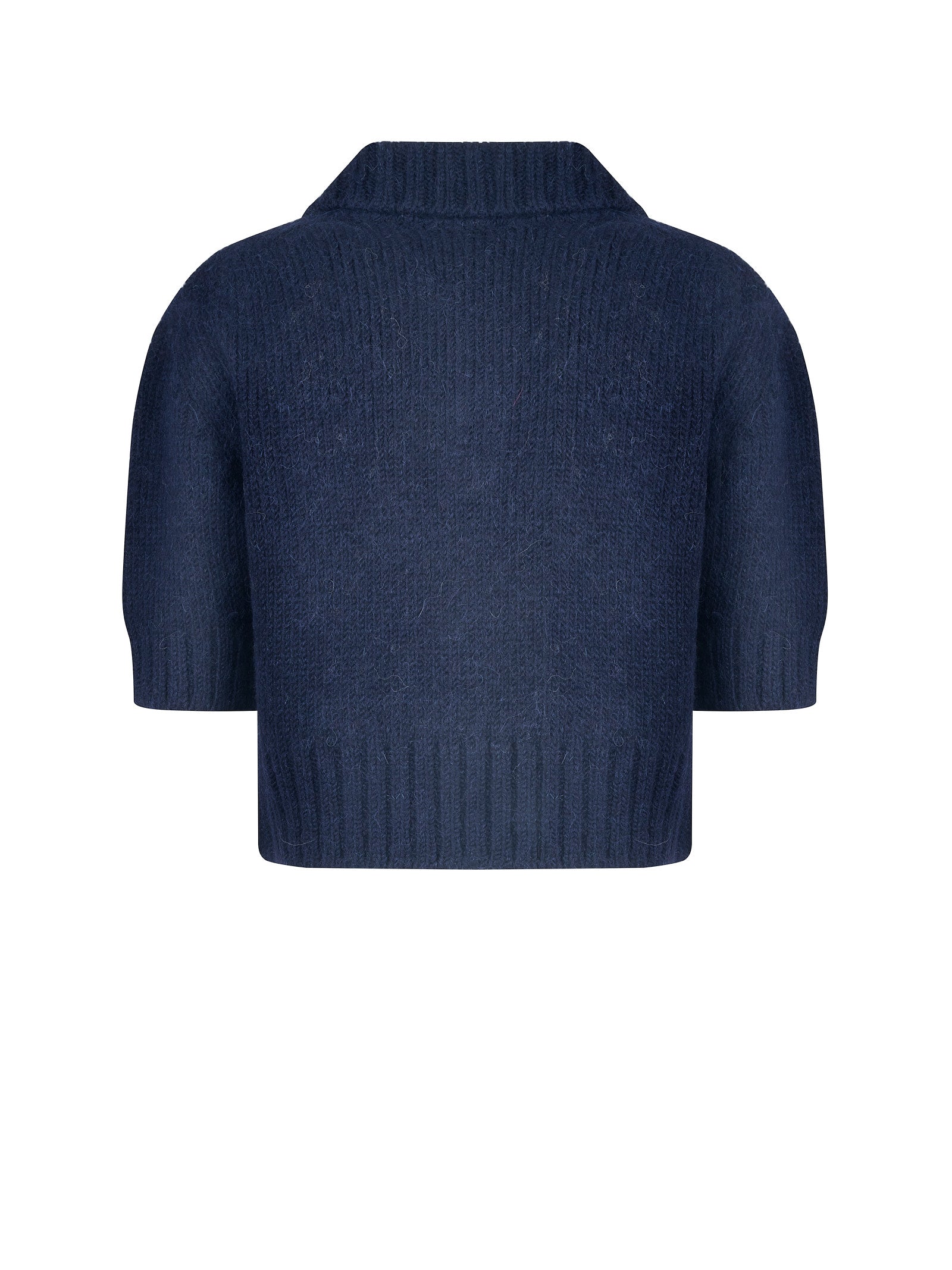 Polo donna N°21 Blu in 50% lana 50% alpaca, retro
